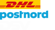 DHL and PostNord logos displayed together on a white background.
