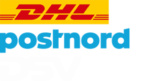 DHL and PostNord logos displayed together on a white background.