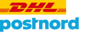 DHL logo above PostNord logo, representing two shipping brands