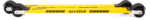 Yellow aluminum roller dolly with four black casters, branded SWENOR ALUTECH, used to move heavy loads